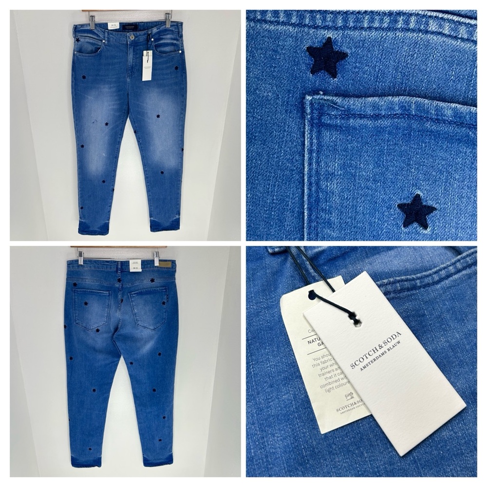 Scotch & Soda NWT Petit Ami Slim Boyfriend Womens Jeans‎ 28/32 Stars Size 32x29